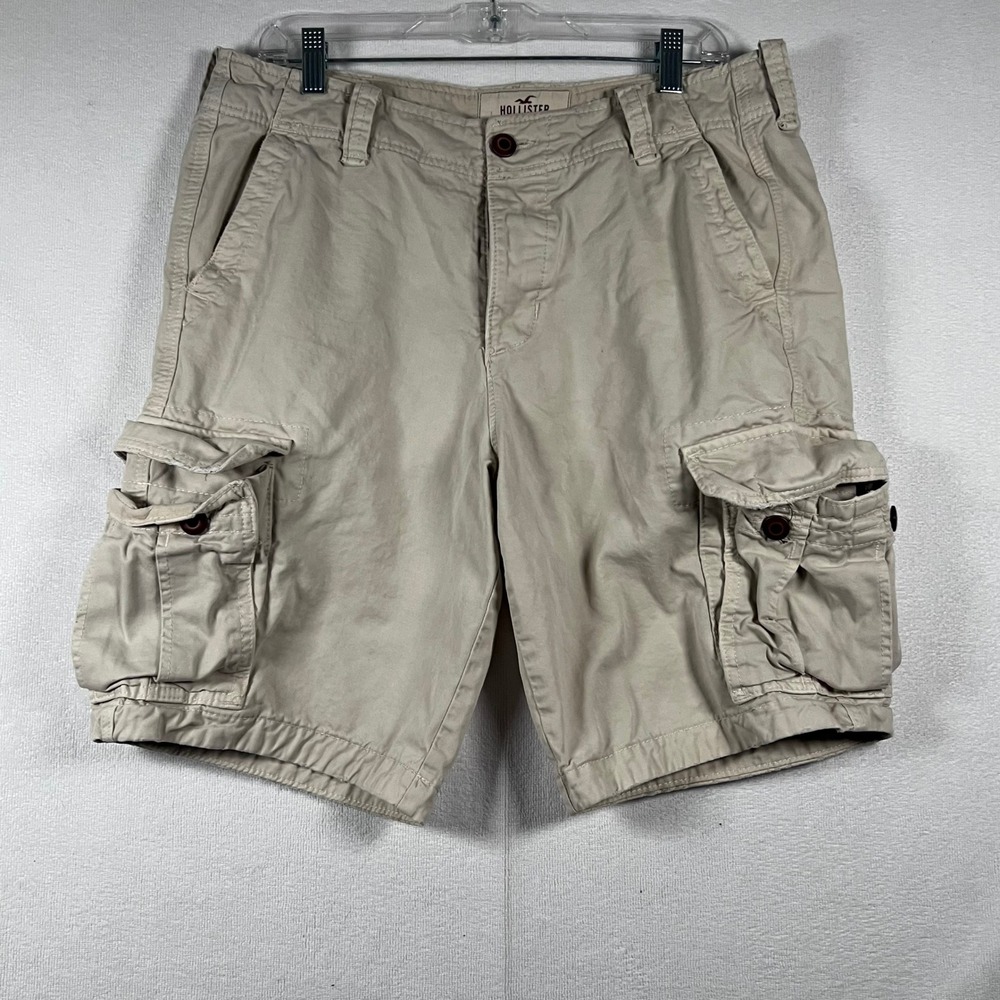 Hollister Cargo Shorts Mens Size 33 Khaki Button Fly Y2K‎ Beach Outdoor